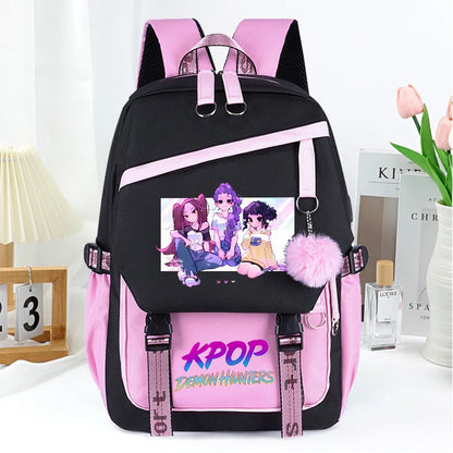 KPop Demon Hunters Fashion Backpack for Boys Girls Anime Cartoon Schoolbag Students Large Capacity Book Stationery Storage Bag