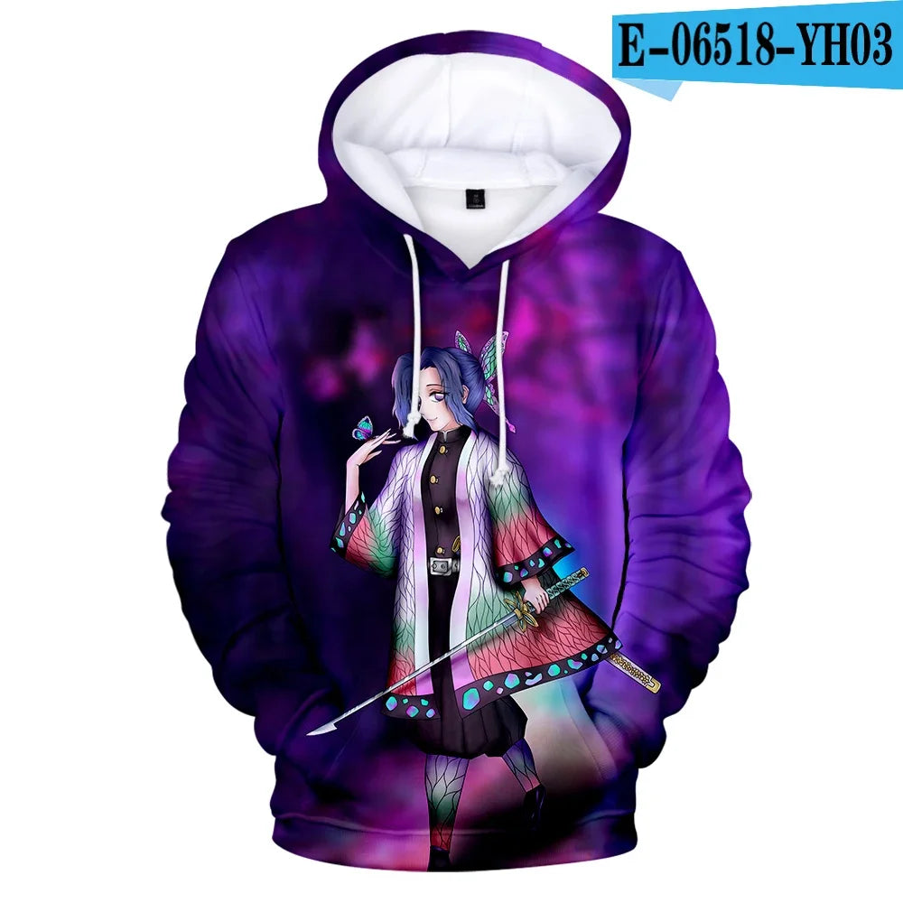 Demon Slayer: Kimetsu No Yaiba Hoodies Sweatshirts Black White Checkered Pattern Full Hoodies Casual