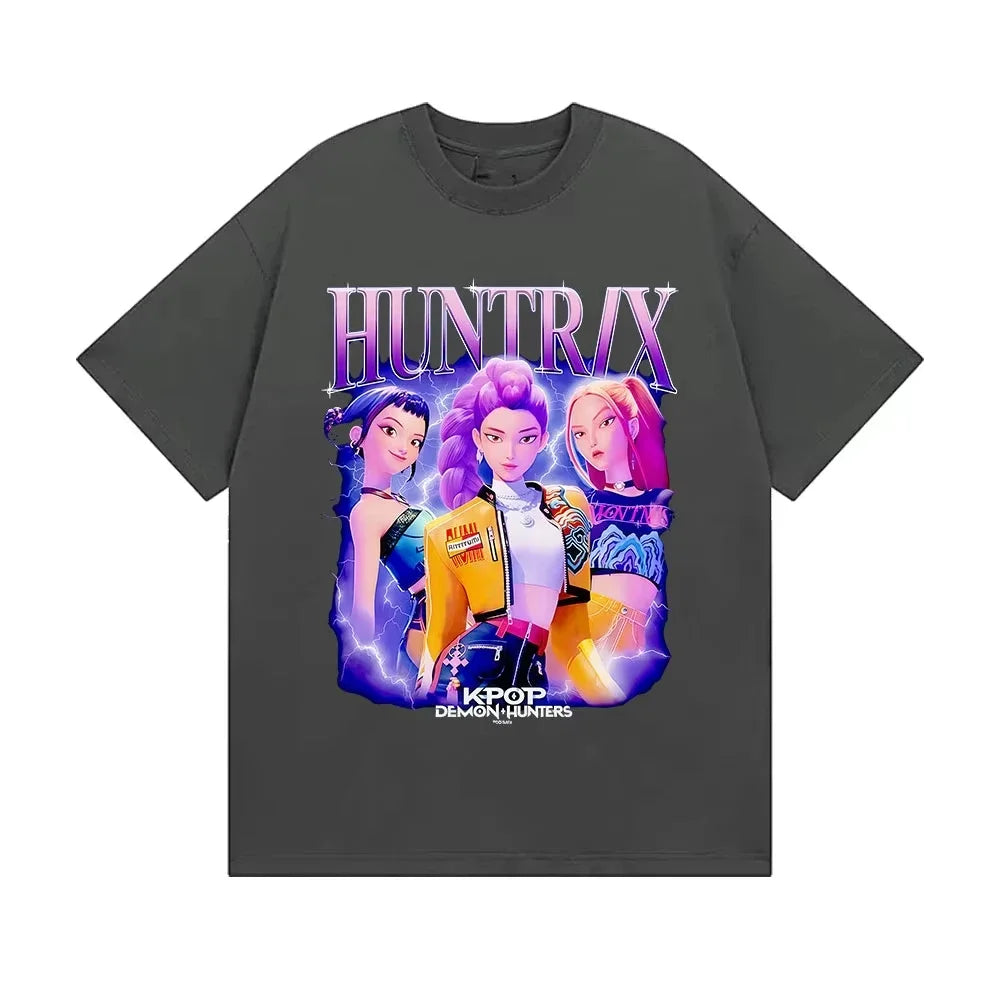 Huntrix Kpop Demon Hunters Movie 2025 Graphics T Shirts Men Women's High Quality Fashion Oversized Cotton T-shirt Harajuku Tops