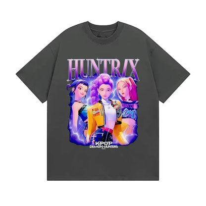 Huntrix Kpop Demon Hunters Movie 2025 Graphics T Shirts Men Women's High Quality Fashion Oversized Cotton T-shirt Harajuku Tops