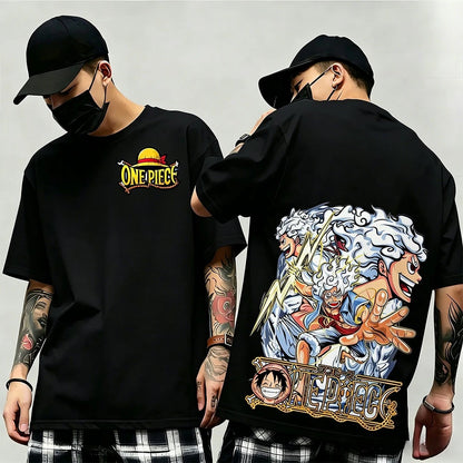 One Piece: Summer New Arrival: Pattern T-shirt, unisex, anime print, casual short-sleeved, fashionable streetwear top, Y2K style.