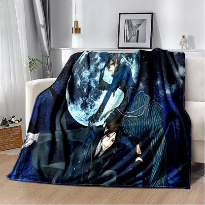 Cartoon Black Butler Anime 3D Blanket,Soft Throw Blanket for Home Bedroom Bed Sofa Picnic Travel Office Rest Cover Blanket Kids