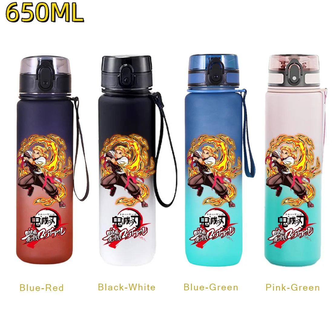 Demon Slayer: 650ML Kamado Tanjirou Water Bottle Kamado Nezuko Kochou Shinobu Fitness Drink Bottle Kettle Travel Office Jugs