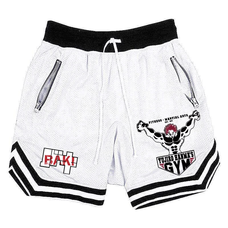 Baki Hanma: Active Athletic Shorts for  Print Breathable Quick Dry Basketball Shorts with Zippered Pockets Gym Fitness