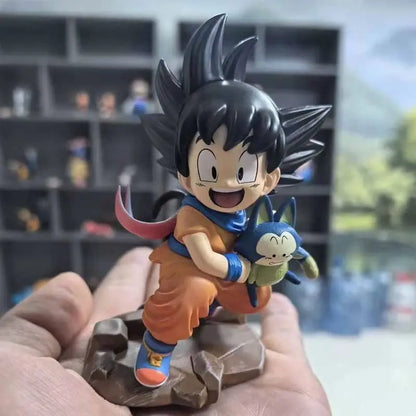 Dragon Ball: Childhood Little Goku Hugs Puer Ya Mu Tea Little Follower Figures Doll Pvc Model Statue Collection Toys Ornamen Gift