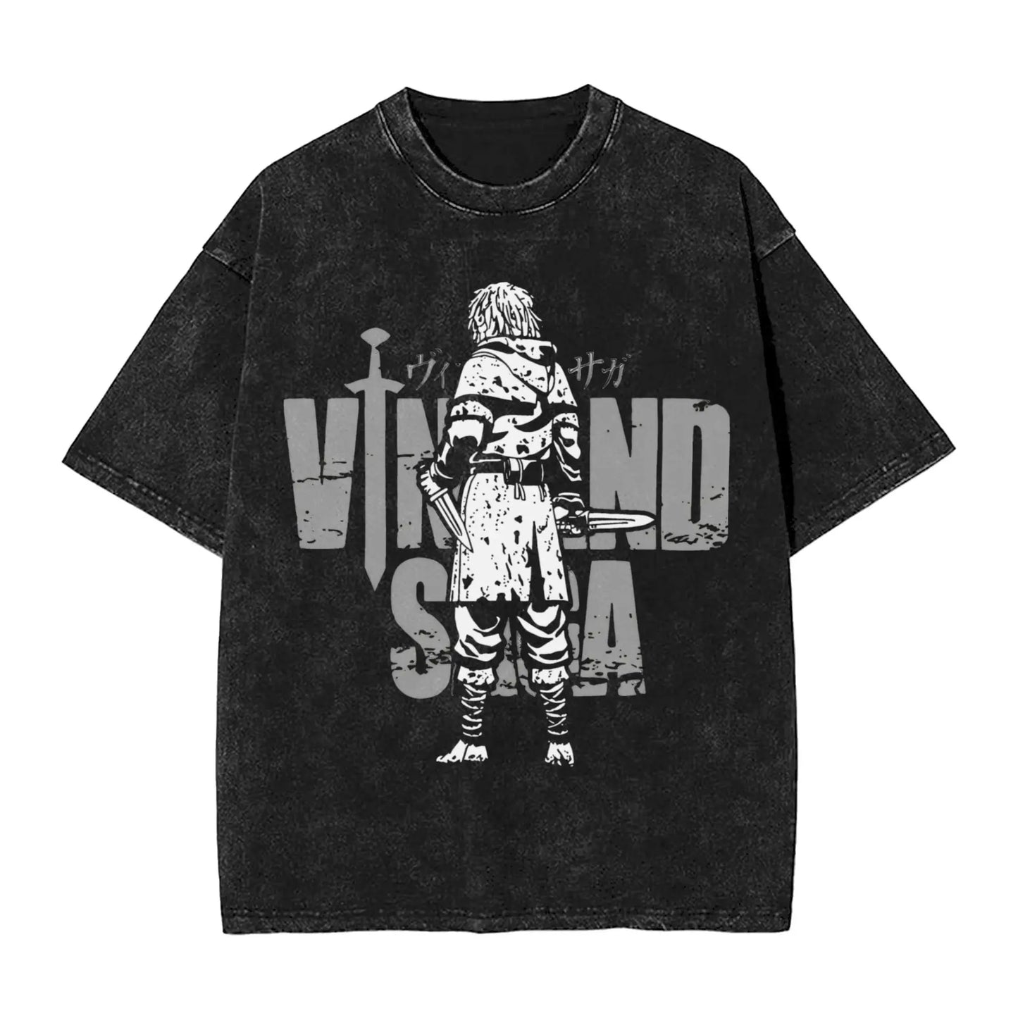 Vinland Saga: T Shirt Hip Hop Washed 100% Cotton Oversize T-Shirts  Streetwear Summer Tee Shirt