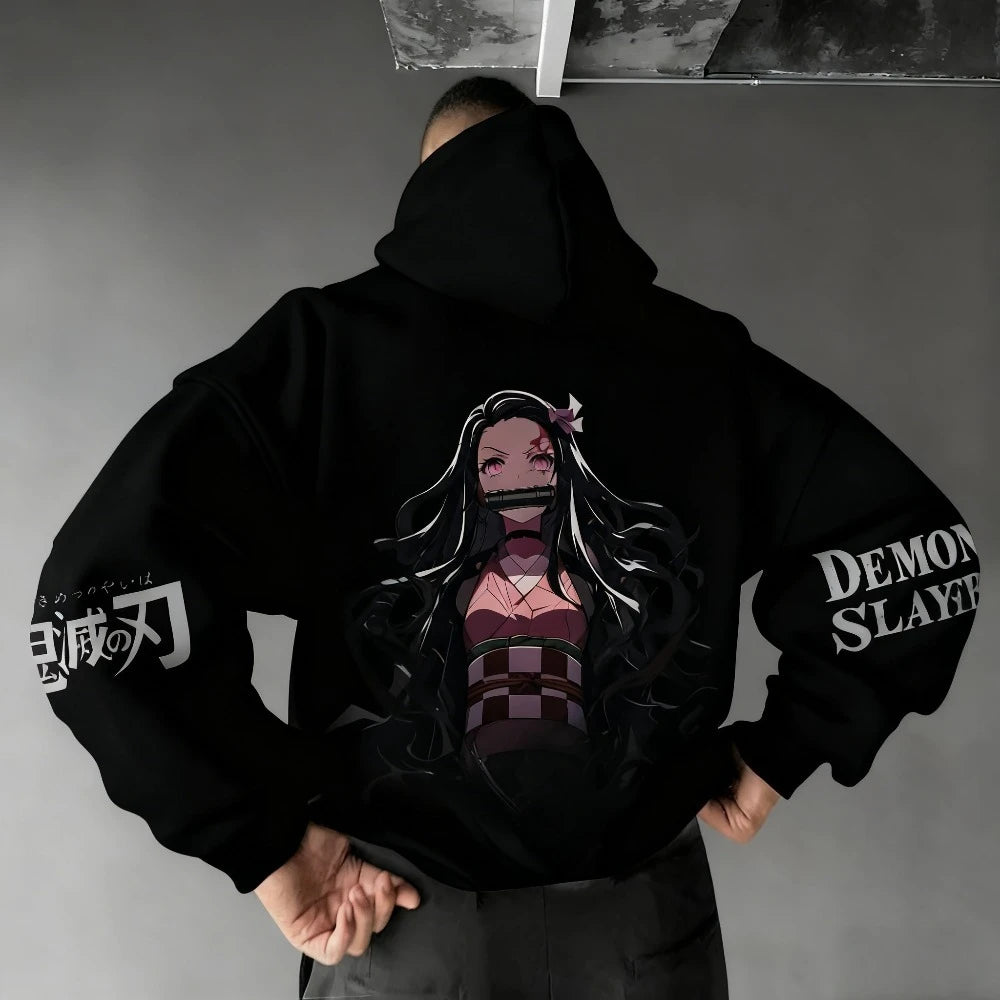 Demon Slayer: Men's Hoodie Sweatshirt Kamado Nezuko Anime Spring Autumn Winter Boy Harajuku Long-sleeved Parent-child Outfit