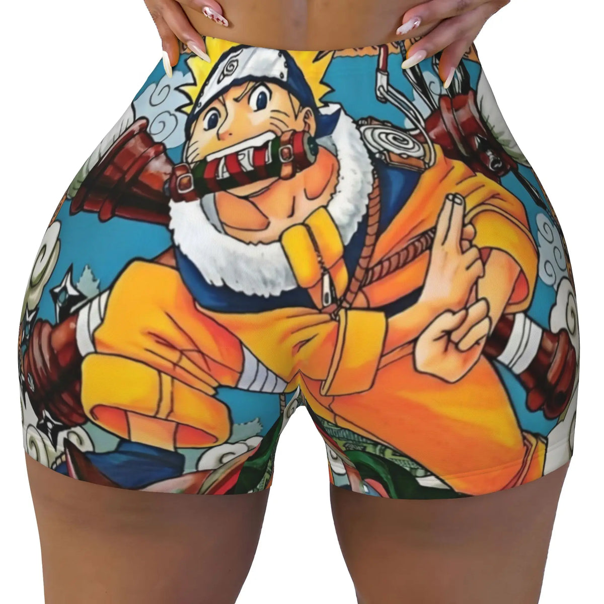 Women's Japane Anime N-Naruto Workout Yoga Shorts TV Manga Series  Gym Athletic Biker Running Shorts
