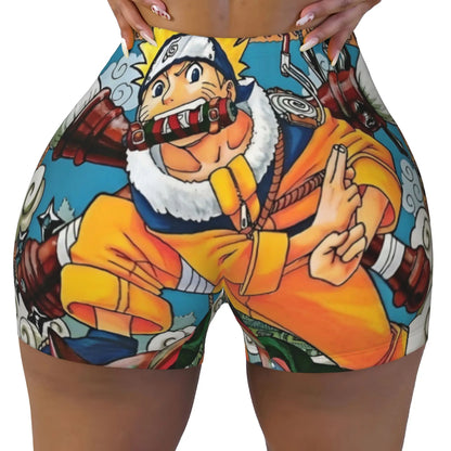 Women's Japane Anime N-Naruto Workout Yoga Shorts TV Manga Series  Gym Athletic Biker Running Shorts