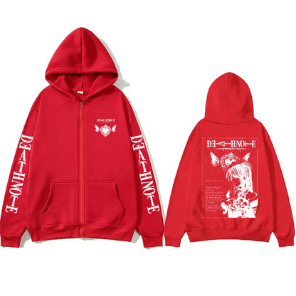 Death Note: Misa Zipper Hoodie Men Women Y2k Casual Oversized Zip Up Jacket Coat Unisex 90s Manga Cosplay Zip Up Sweatshirt