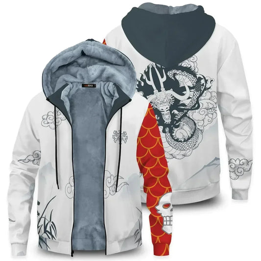 One Piece: Velvet Thick Warm Winter Oversized Hoodie Coat Zip Up Sweatshirt Winter Top Plus Size Coat Plush Jacket