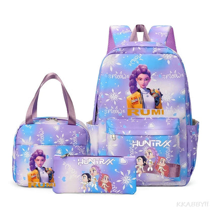 KPop Demon Hunters : Backpack 3pcs set School Bag Lunch Bag Pencil Case Girl Back To School Gift Leisure Mochila Teens Travel Bags
