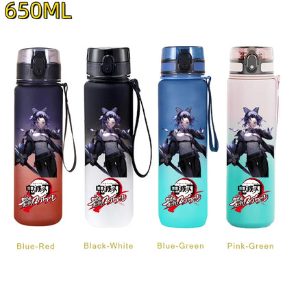 Demon Slayer: 650ML Kamado Tanjirou Water Bottle Kamado Nezuko Kochou Shinobu Fitness Drink Bottle Kettle Travel Office Jugs