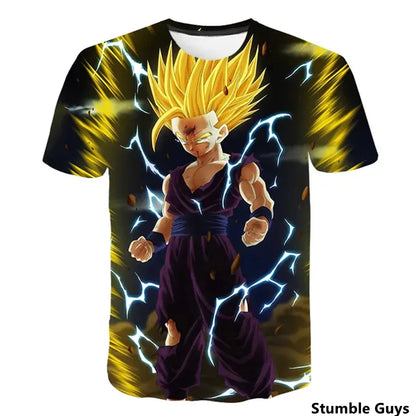 Dragon Ball: Men's 3D Printed Cartoon Tshirt Anime Z Tshirt Summer Harajuku Men Goku Clothes Super Saiya Short Sleeve T-shirt