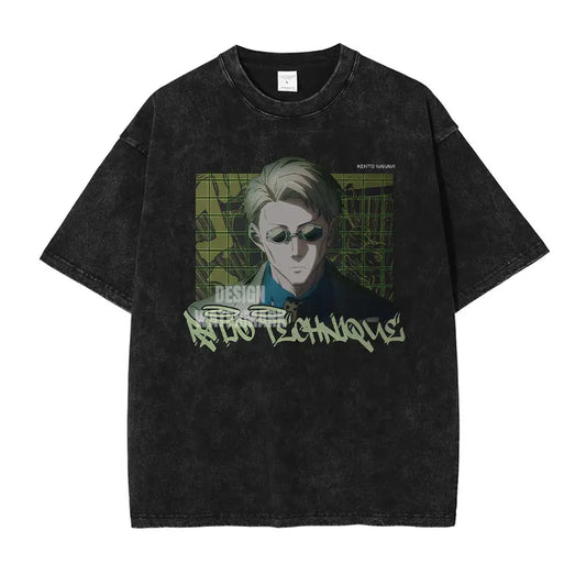 Jujutsu Kaisen: T Shirts Vintage Washed CHOSO T-shirt Oversize Short Sleeve Fushiguro Toji Gojo Saturo Itadori
