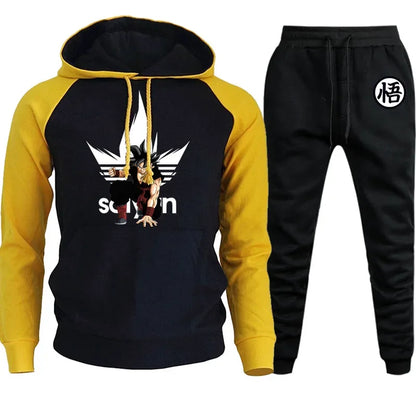 Dragon Ball Z - Hoodie+Pants Set Cartoon Goku Print Hooded Sweatshirt Long Sleeved Casual Sportswear Set Man Clothing Gift