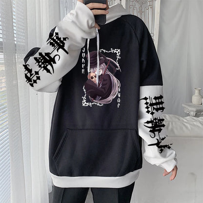 Black Butler: Grell Sutcliff Horror Comics Hoodies Harajuku Unisex Streetwear Korean Loose Y2k Patchwork Women Sweatshirts