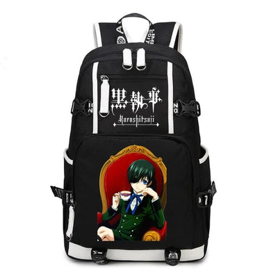 Black Butler: USB Backpack Book Bag Casual Travel Computer Men Women Girl Boys Cosplay Bag Schoolbag Laptop Bags