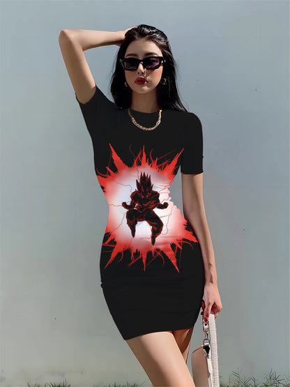 Dragon Ball: Y2k Dress Cartoon Zevity Fashion Vegeta Sexy Elegant Dresses Goku Sensual Bodycon Goku