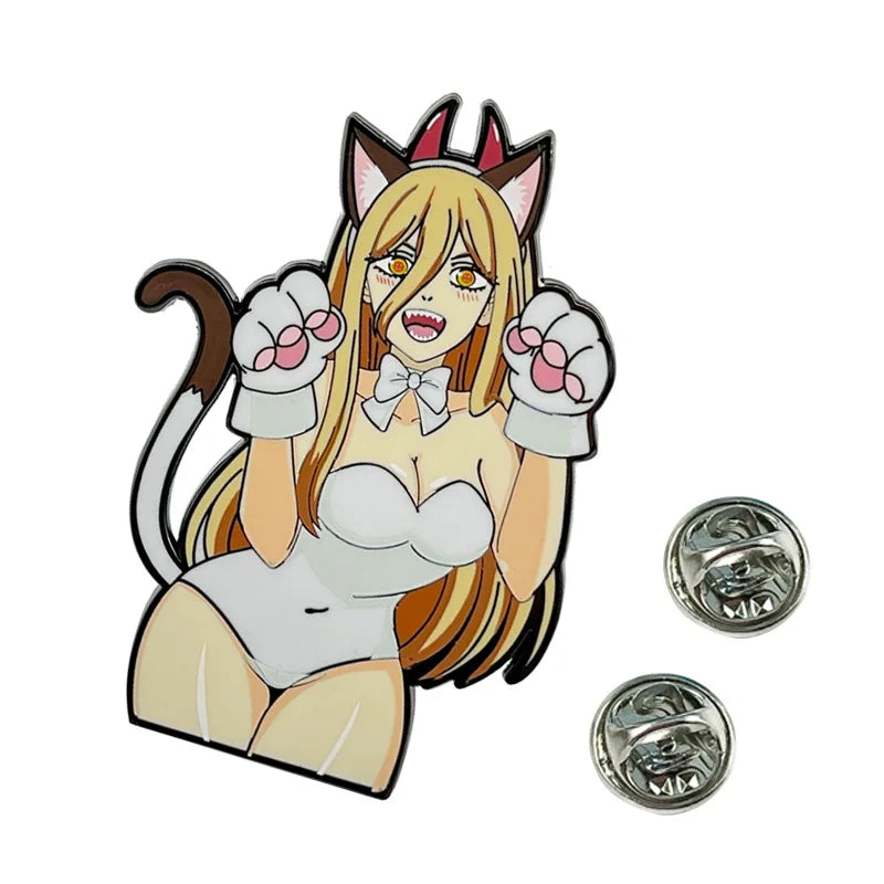 Chainsaw Man Enamel Brooches Cute Cat Lapel Badges Fashion Jewelry