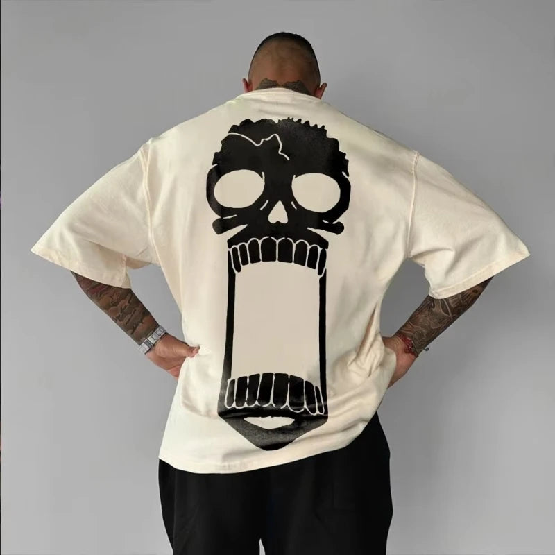 One Piece: Men's T-shirt Brook Summer and Autumn Japanese Anime Boy Children's Short-sleeved Retro Loose Parent-Child Outfit