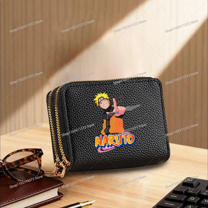 Naruto: Leather Wallet Cute Cartoon Printed Bags Fashion Zipper Short Coin Purse Multi-slot Bank Card Storage Bag Birthday Gift