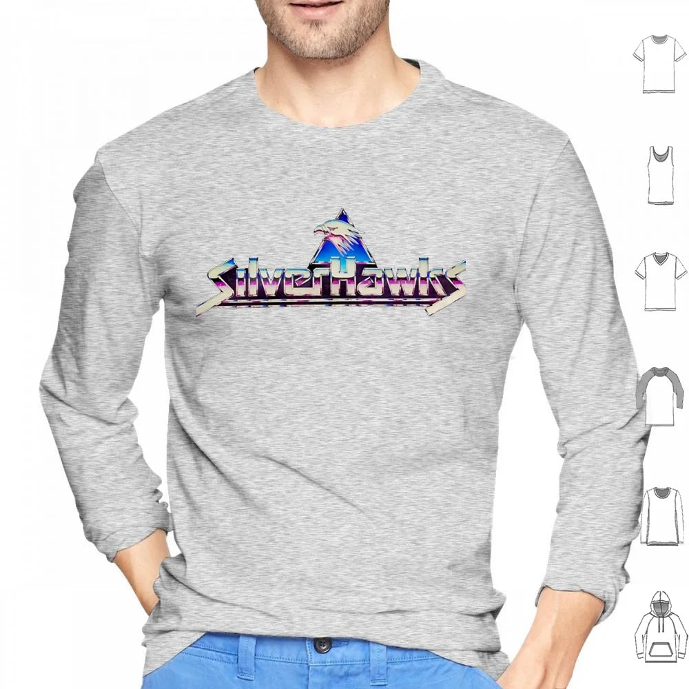 Silverhawks: Logo Hoodies Long Sleeve Thundercats 80s Retro He Man Cartoon Thundercat Vintage Cartoons Silverhawks