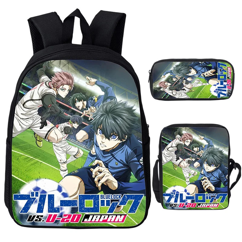 Blue Lock: Isagi Yoichi Backpack Shoulder Bag Pencil Case 3Pcs Set Waterproof Boys Girls Students School Bags Child Bookbag