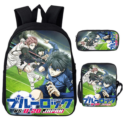 Blue Lock: Isagi Yoichi Backpack Shoulder Bag Pencil Case 3Pcs Set Waterproof Boys Girls Students School Bags Child Bookbag