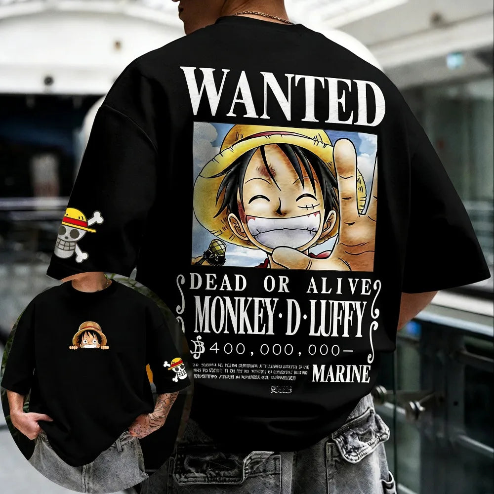 One Piece: T-shirt Men's Oversize Casual Cotton Printed Short-sleeved Unisex Children's Sports Shirt