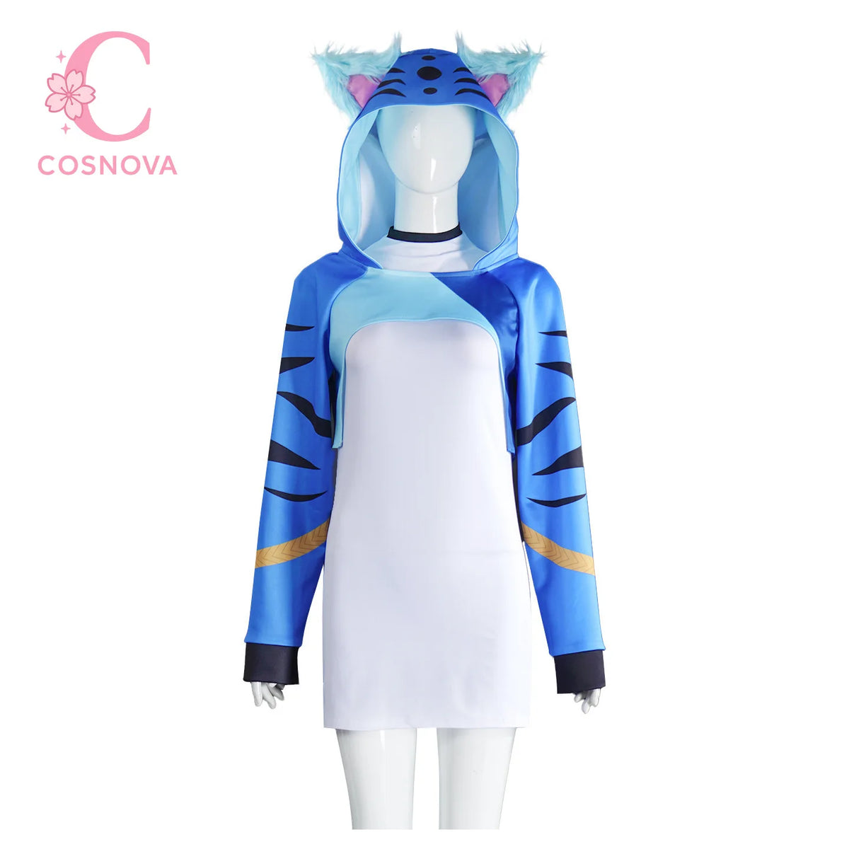 KPop Demon Hunters: Cosplay Costume Women Blue Tiger Hoodie Outfit Idol Style Anime Character Dress Stage Performance Party Event