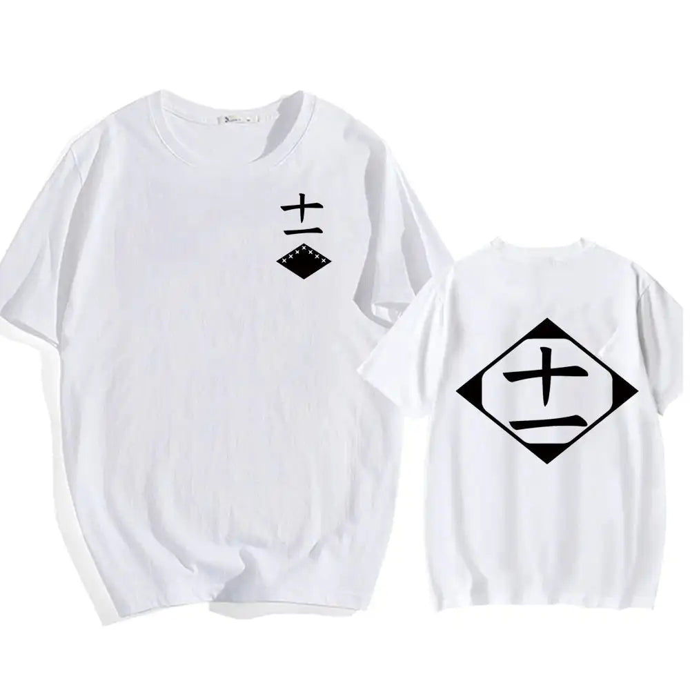 Bleach: Soul Society  Print T-shirt  Oversized Casual Cotton Black and White Short Sleeves Men's Clothing