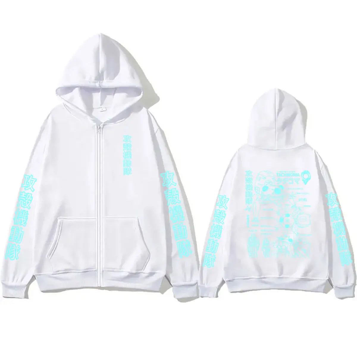 Ghost in The Shell: Tachikoma Anatomy Graphic Zipper Hoodie Men Women Y2k Cartoon Manga Zip Up Hoodies Male Fashion Jacket