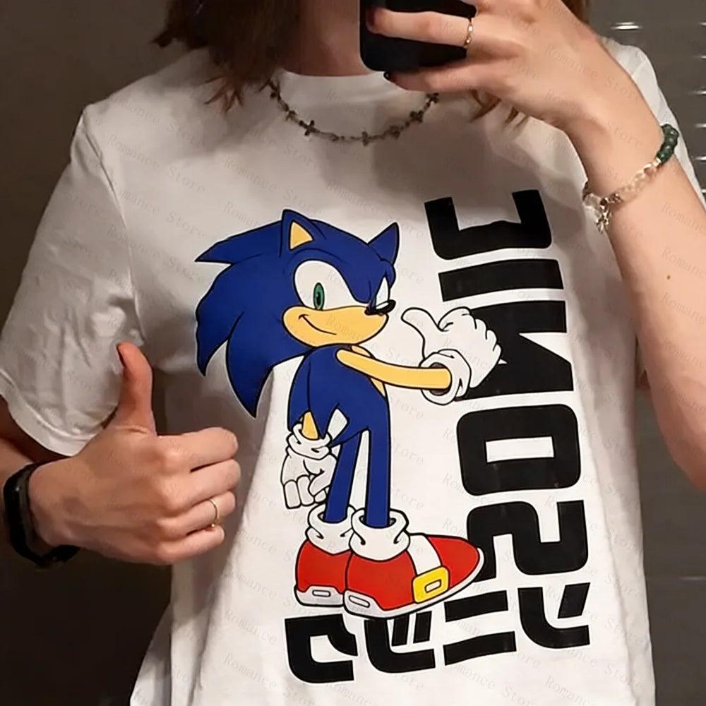 Sonic The Hedgehog: Print T-shirt Men's Shirt Women's Shirt Cotton Casual Short Sleeve O Neck Top Summer Y2K Ginza
