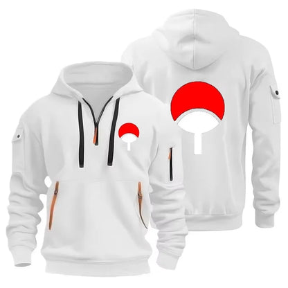 Naruto: Anime Half Zipper Hoodie Casual Versatile Sweatshirt Comfortable Daily Fashion Zip-Up Sweatshirt for Fans