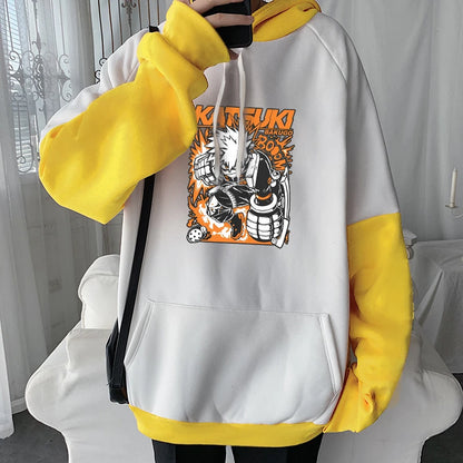 My Hero Academia: Hoodie Bakugou Katsuki Graphic Patchwork Hoodie Men Women Casual Loose Sweatshirts Unisex Streetwear