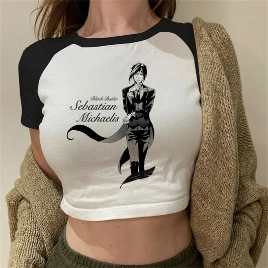 Black Butler: tshirt female Psychedelic Colorful Pastel anime Y2k t-shirt korean clothes aesthetic Comfortable graphic women