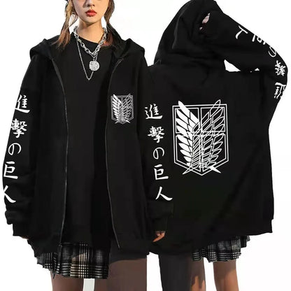 Attack On Titan: Anime Zipper Hoodie Sports Coat Sportswear Role Playing Women Sportswear Autumn Hoodie Fashionable Hoodie Rtable Womens Clothing