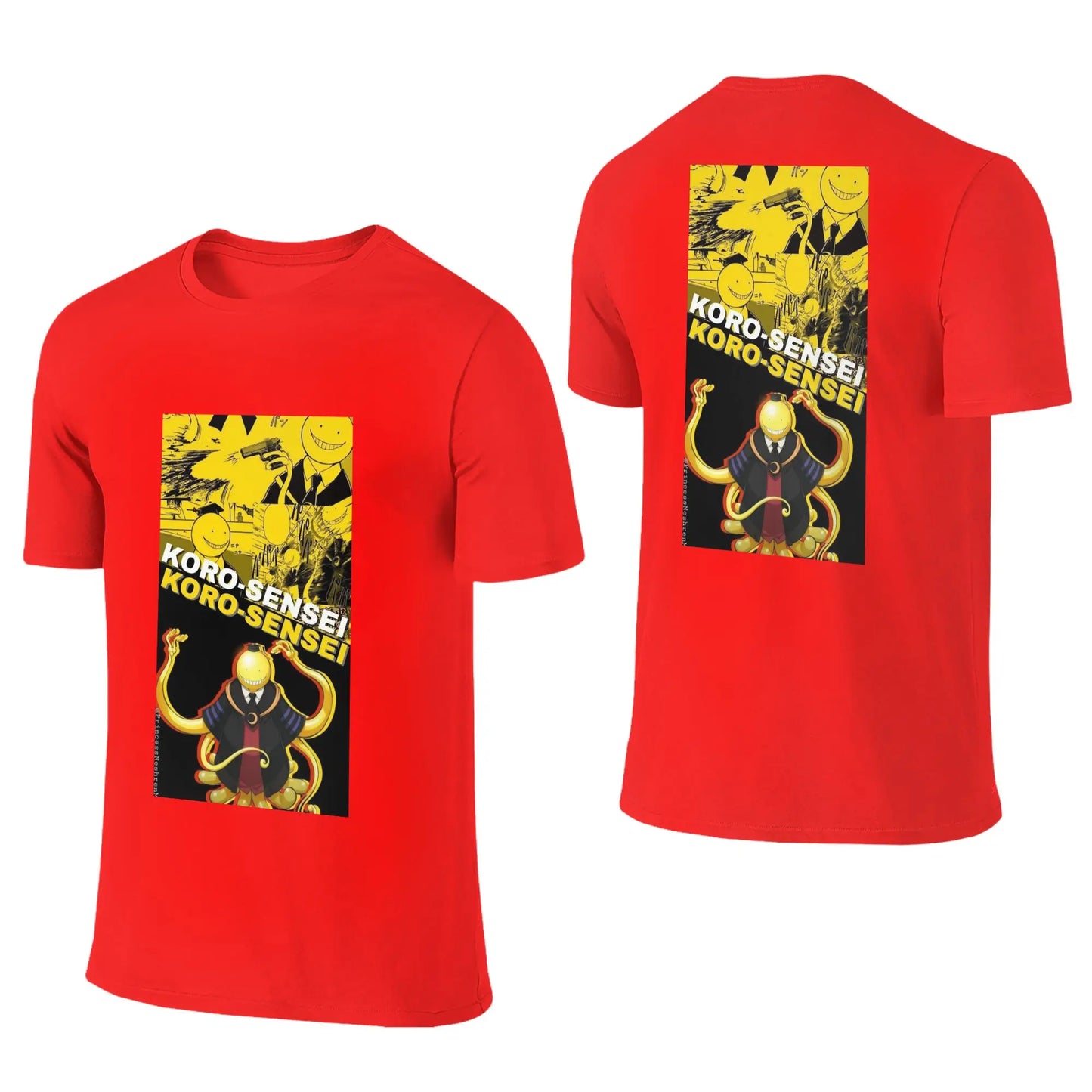 Assassination Classroom: Octopus Koro Sensei Men T-Shirt Double Sided Plus Size T Shirts Men's O-Neck Cotton Tees Short Male
