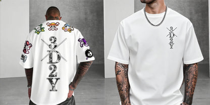 One Piece: Anime Skeleton Print Men's T-shirt Summer Short Sleeve Graphic Tee  Streetwear Hip Hop Fashion Oversized Y2k Clothes