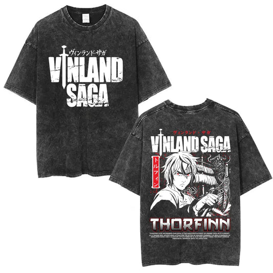 Vinland Saga: T-shirt Manga Thorfinn Karlsefni Graphic Vintage Washed T Shirt Men's Women Casual Cotton Oversized T-shirts