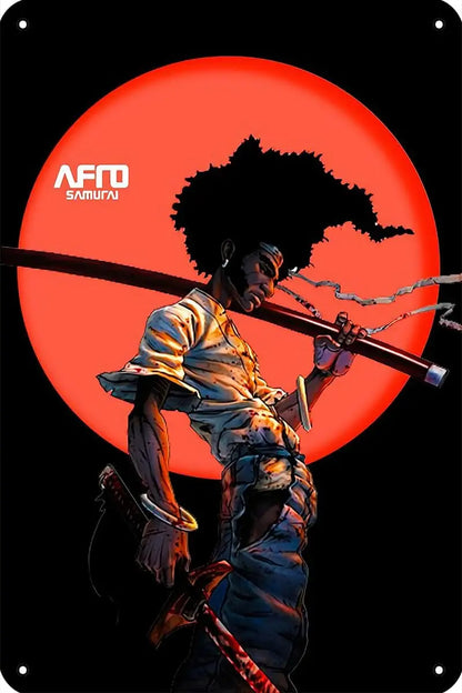 Afro Samurai: Anime Poster Metal Tin Sign Wall Decor Signs,Art Decor Metal Plaque