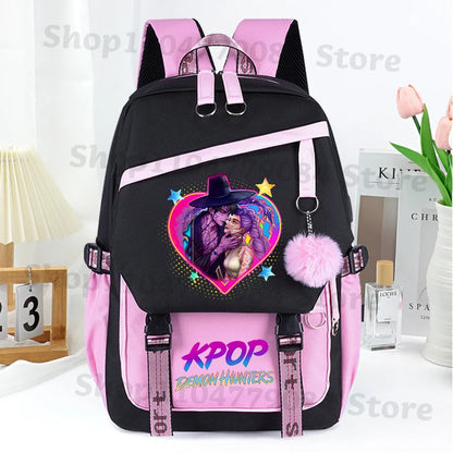 KPop Demon Hunters Fashion Backpack for Boys Girls Anime Cartoon Schoolbag Students Large Capacity Book Stationery Storage Bag