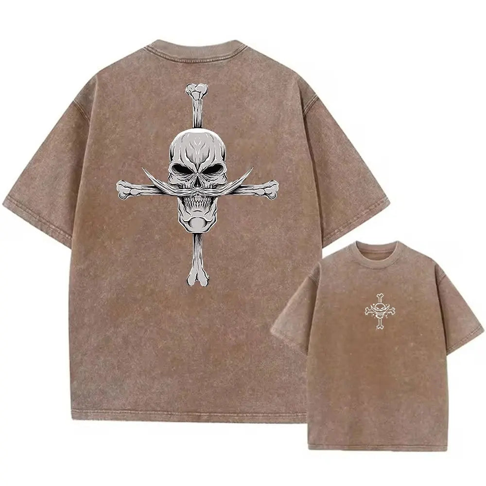 One Piece: Anime Print Washed T-shirt Men Hip Hop Streetwear Oversized Women Short Sleeved Graphic Tee Summer Harajuku Casual Top