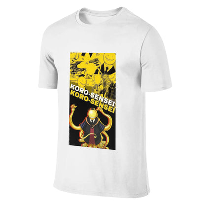 Assassination Classroom: Octopus Koro Sensei Men T-Shirt Double Sided Plus Size T Shirts Men's O-Neck Cotton Tees Short Male