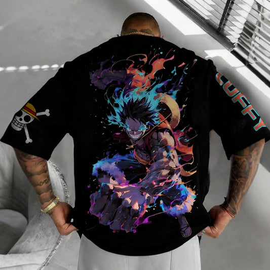 One Piece: Bandai Luffy and Zoro Printed Short-sleeved 2026 Summer Men's and Women's Loose, Breathable and Sporty Fashion T-shirt