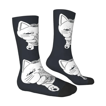 Dandadan: Turbo Cat Retro Okarun Casual Crew Sock Gift Printed