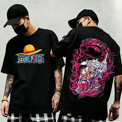 One Piece: Summer New Arrival: Pattern T-shirt, unisex, anime print, casual short-sleeved, fashionable streetwear top, Y2K style.