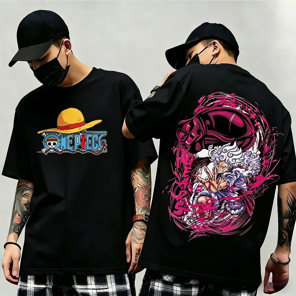 One Piece: Summer New Arrival: Pattern T-shirt, unisex, anime print, casual short-sleeved, fashionable streetwear top, Y2K style.