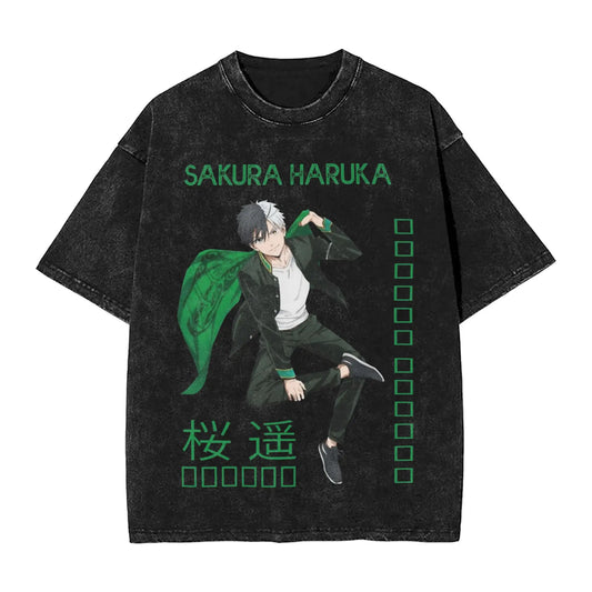 Wind Breaker: Jo Togame Washed T Shirt Novelty Harajuku Oversize Tee T-Shirts 100% Cotton